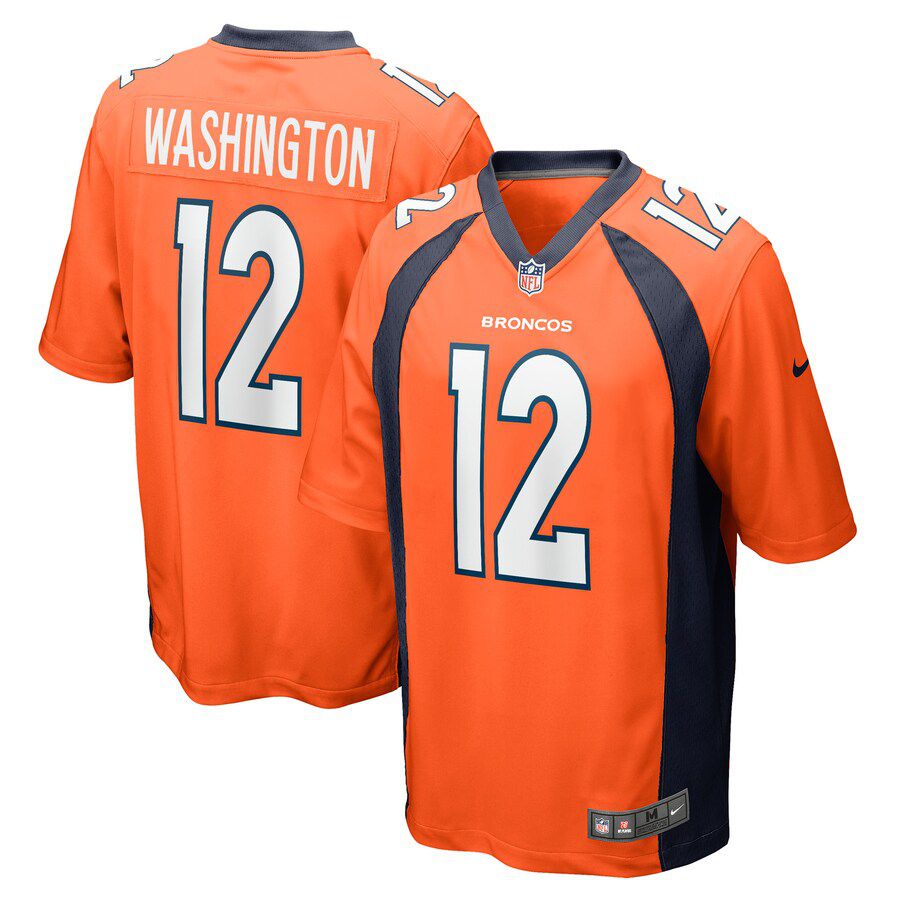 Men Denver Broncos 12 Montrell Washington Nike Orange Game Player NFL Jersey